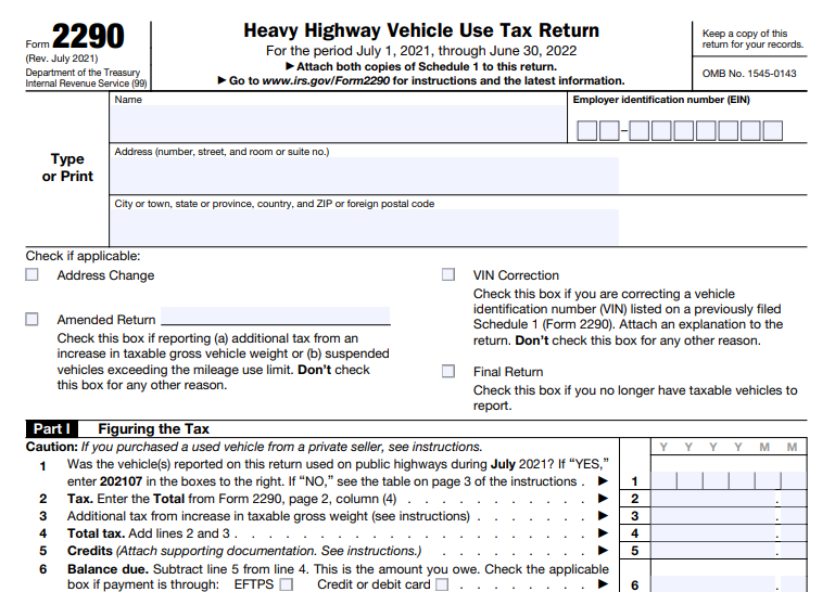 Form 2290 2019-20